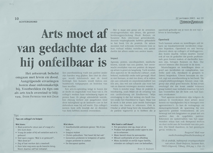 artikel – arts moet af van gedachten dat hij onfeilbaar is