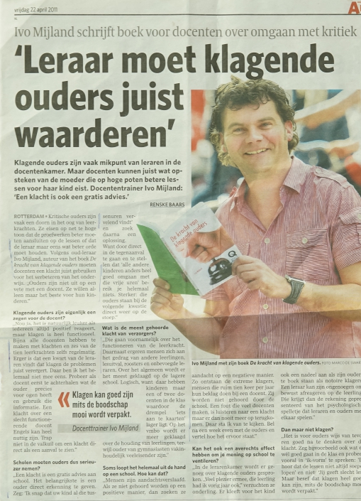 artikel – leraar moet klagende ouders juist waarderen