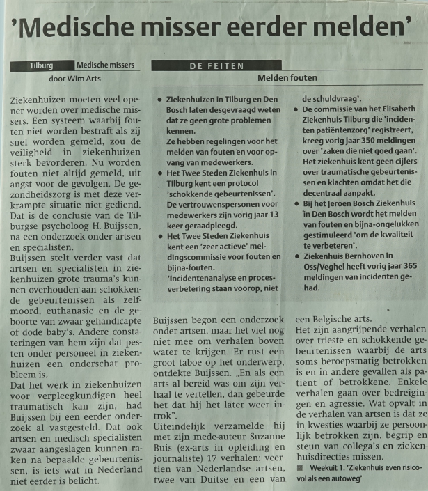 artikel – medische misser eerder melden