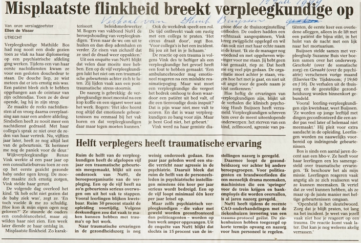 artikel – misplaatste flinkheid breekt verpleegkundige op