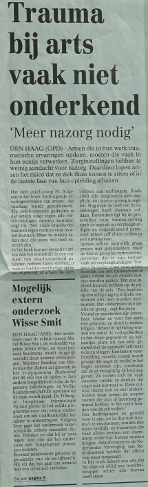 artikel – trauma bij arts vaak niet onderkent
