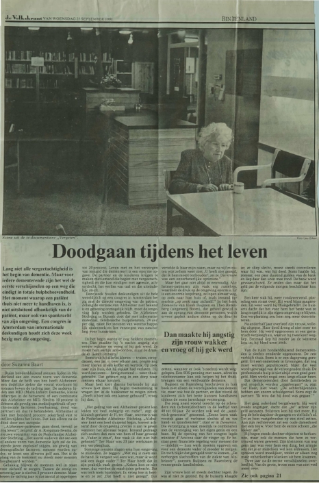 artikel (1991-09-25) – De Volkskrant – Doodgaan tijdens het leven-1