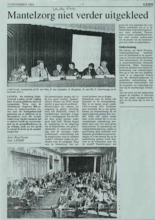 artikel (1993-11-17) – Leidse Port – Mantelzorg niet verder uitgekleed-1