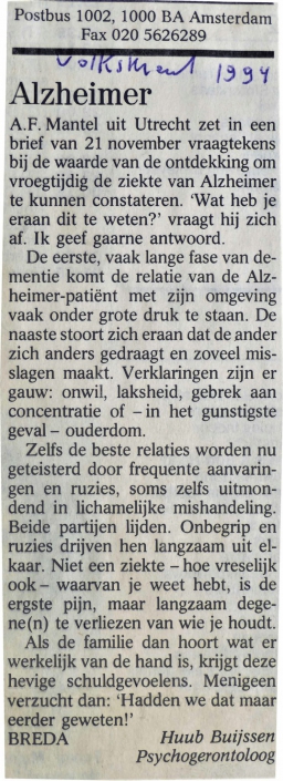 artikel (1994) – Volkskrant – Ingezonde brief dementie-1