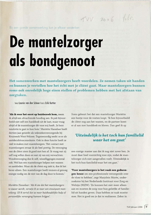 artikel (2006-02) – TVV – De mantelzorger als bondgenoot-1