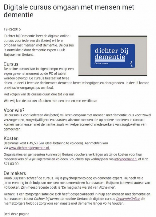 artikel (2016-12-19) – Inovatiekring dementie – Digitale cursus omgaan met mensen met dementie-1