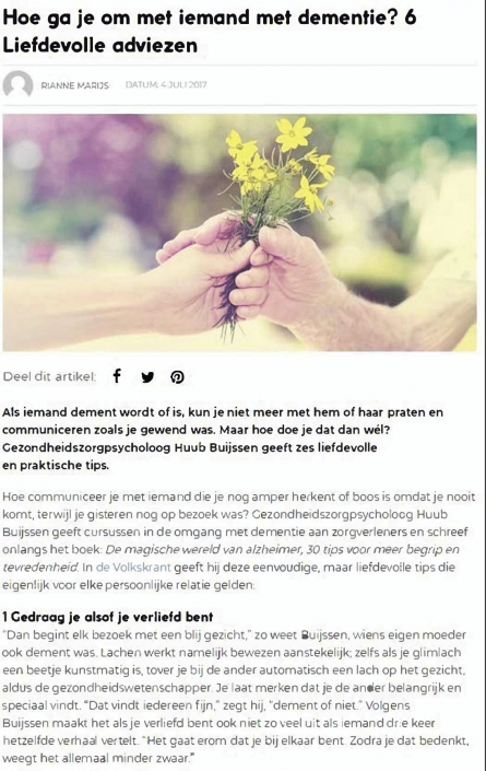 artikel (2017-07-04) – Margriet – Hoe ga je om met iemand met dementie-1